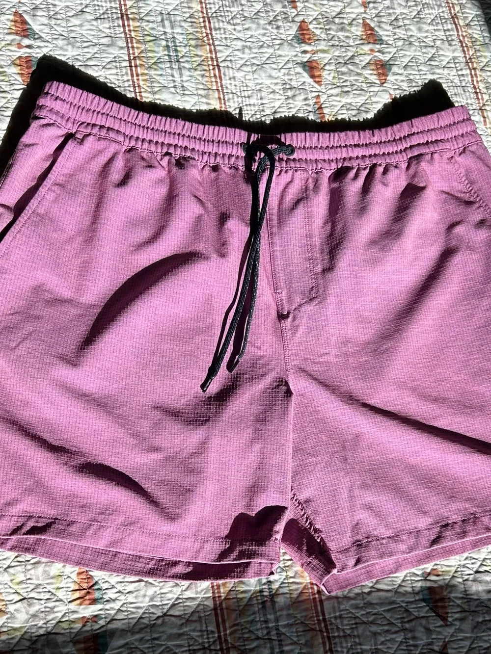 Men’s purple pink Drawstring Waffle-Knit Shorts